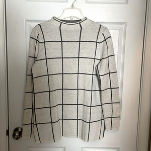 Loft White and Gray Window Pane Sweater - NWT